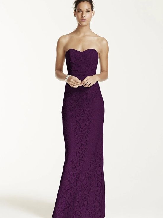 David's Bridal Dresses & Skirts - David's Bridal Strapless Lace Gown in Deep Purple